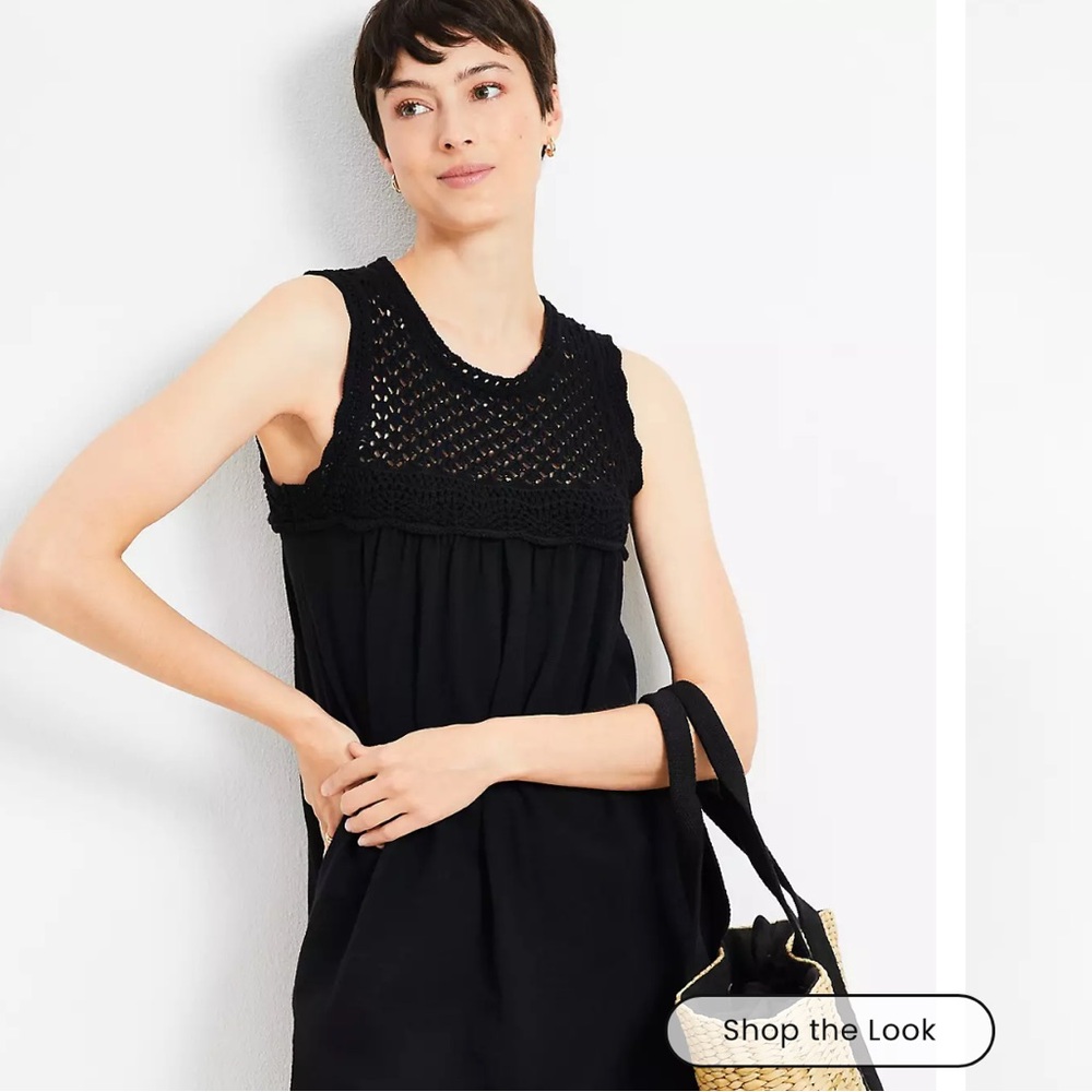 NWT LOFT Crochet Yoke Mini Dress